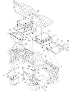 Seats-Battery-Fuel Tank Diagram and Parts List for 467 4X4-1B027G-1B028G-37ACD710-After Cub Cadet Lawn Tractor Accessories